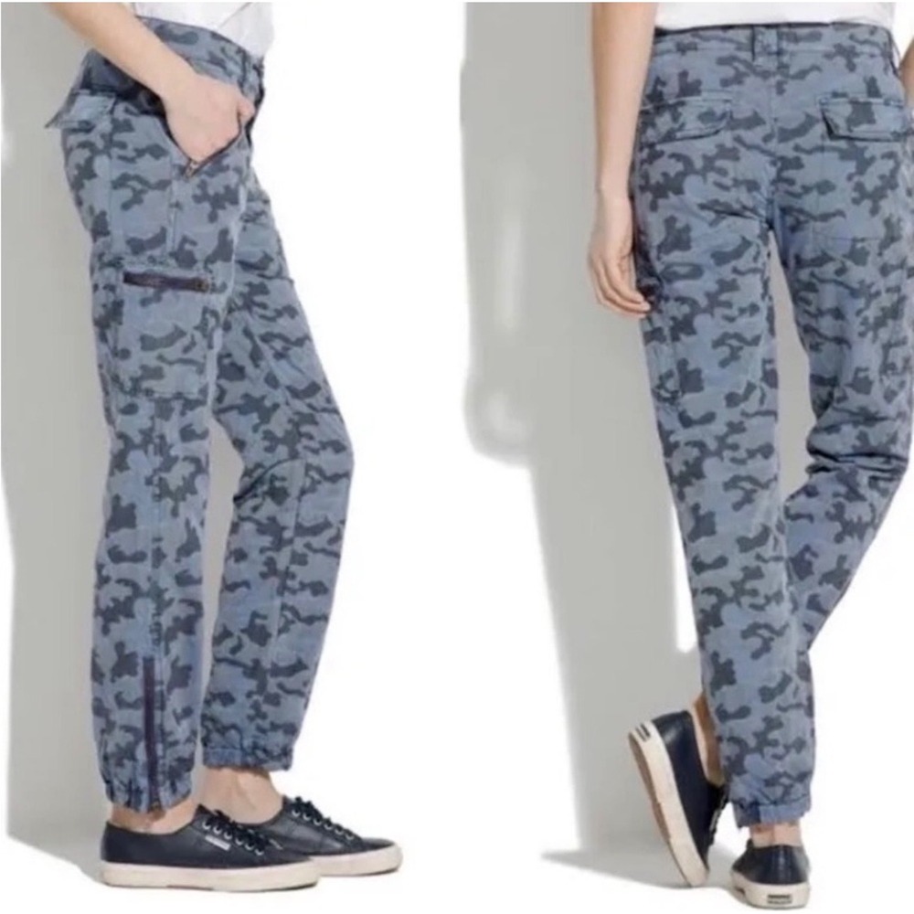 Madewell Cotton Twill Blue‎ Camo Cargo Joggers Size 32 Casual Utility Weekend